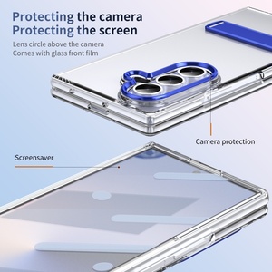 เคสโทรศัพท์ใสแฟชั่นบางเฉียบสำหรับ Samsung Z Fold 8 7 6 5 4 3 พร้อมแถบรองรับ ป้องกันหน้าจอ ป้องกันการกระแทก ฝาหลังแข็ง - Product Image 5