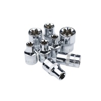 Set kunci pas soket Torx persegi akhir krom 1/2 tipe E Taiwan bintang enam bunga terbang besar
