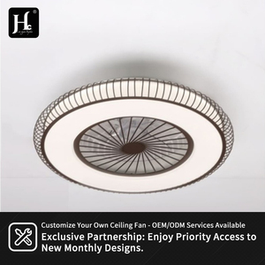 Ventilateur de plafond moderne à cage encastré, style ferme, en rotin, vintage, avec lumière pour chambre à coucher - Product Image 6