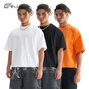 Haute qualité recadrée longueur Boxy Fit Tee hommes T-Shirt surdimensionné Logo personnalisé écran blanc 100 coton 260 GSM goutte épaule T-Shirt - Product Image 1