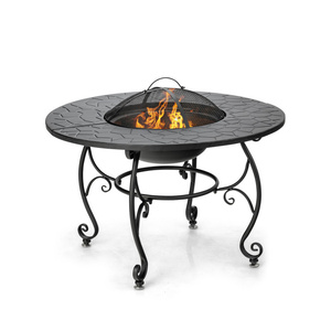 DB Modern 35.5 Feet Patio Dining <b>Table</b> with Fire Pit and <b>BBQ</b> Grate Rectangular Corten Steel and Glass Propane <b>Gas</b> Fuel - Product Image 1