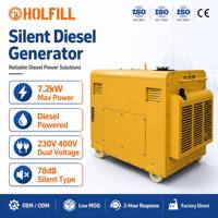 Kommerzieller Geräuscharmer Dieselgenerator 7,2kW 78dB Leise 230V 400V Elektrostart 18L Tank für Baustellen-Notstromversorgung