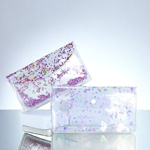 Hot Sale Custom Shape Size Glitter Cosmetic Pvc <strong>Zip</strong> Bags Holographic Hand Bag Button Gold Purple Sliver Pvc Glitter <strong>Pouch</strong> Bags - Product Image 2