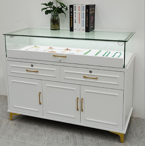 Usine en gros personnalisé noir fenêtre ensemble pour bijouteries boîte <span class=keywords><strong>bois</strong></span> comptoir Stander Premium noir vitrines - Product Image 1