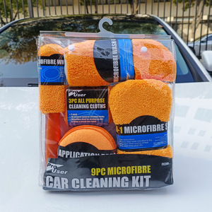 Kit de nettoyage auto en microfibre Pro User 9 pièces, ensemble orange pour le detailing et le lavage - Product Image 1