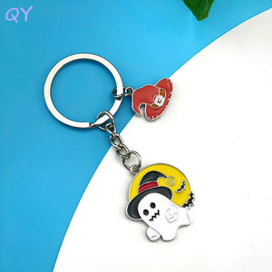 QY Custom Metal Key Chain Set Scary <b>Cute</b> Pumpkin Bat Skeleton <b>Keyring</b> Souvenir Gift for Halloween Gift - Product Image 3