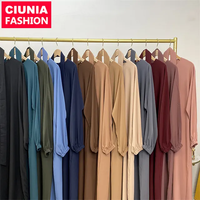 6673 # gamis Muslim kasual terbaru gaun panjang kain Nida 13 warna elegan serbaguna untuk wanita