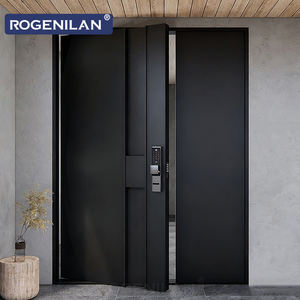 Portes d'<span class=keywords><strong>entrée</strong></span> de sécurité intelligentes modernes en aluminium noir Rogenilan, portes d'<span class=keywords><strong>entrée</strong></span> antivol pour maisons - Product Image 2