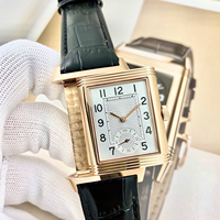 Montre mécanique automatique de luxe en acier inoxydable avec boîtier en acier inoxydable, verre saphir, petite aiguille des secondes carrée, réversible, étanche