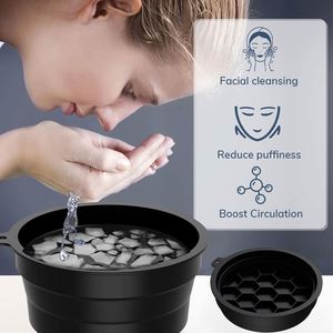 Portable Silicone <b>Foldable</b> Modern Round Facial Basin with Ice Cube Tray Design Easy Cleaning Multi-Purpose <b>Bath</b> & Skincare Bowl - Product Image 3