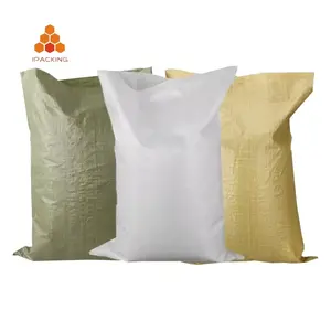 Custom Size Empty Recyclable Polypropylene Woven Pp Raffia Wheat Grain Rice Bag Sack 25kg 50kg