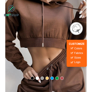 <span class=keywords><strong>Felpe</strong></span> con cappuccio tagliate da donna Enerup personalizzate <span class=keywords><strong>felpe</strong></span> con cappuccio da ragazza Pullover semplice - Product Image 2