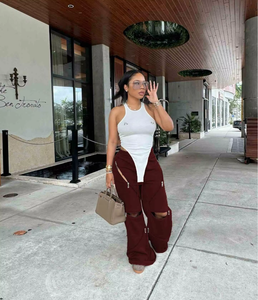 <span class=keywords><strong>Pantaloni</strong></span> Cargo <span class=keywords><strong>con</strong></span> Zip per Donna Taglie USA S-2XL, Abbigliamento Autunno-Inverno all'Ingrosso - Product Image 2