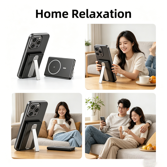 Built-in Stand & Magnetic Wireless Charging, 10000mAh 20W PD Power Bank, 3C Certified Ultra-thin ABS Power Bank with Custom Logo