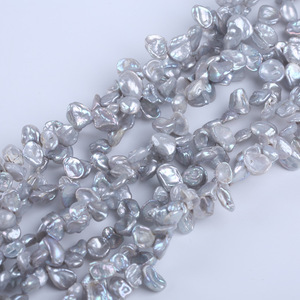 Perles d'eau douce naturelles en vrac, perles de pain en forme de mantou avec trou latéral de 6 à 10 mm, pour la fabrication de colliers et de bracelets en gros - Product Image 3