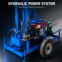 Machine de forage de puits d'eau mobile sur roues, à moteur diesel, pour la construction de puits profonds domestiques