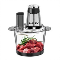 HALEY Pengolah Makanan Multifungsi 6-in-1 Standar Eropa, Bahan Stainless Steel 1200W, Penggiling Daging, Pengaduk Adonan, Pencacah Sayuran