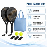 Ensemble de raquettes de padel en fibre de carbone hybride, lot de 2 avec 2 balles et sac de transport pour entraînement avancé