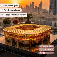 Trofeo Metálico de Lujo Personalizado y Duradero, Modelo de Estadio, Chapado en Oro de 24K, Grabado con Láser y Pulido, para Campeones y Coleccionistas