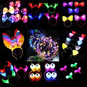 Wholesale Light Up Bow Knot Headband Glow Hairbands LED Headband For Xmas Party Event Supplies Party Favors J129