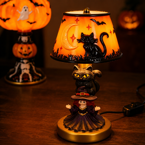 Lámpara Nocturna de Resina con Forma de Gato Negro Brujo, Adorno de Escritorio, Decoración para el Hogar de Halloween, Regalo - Product Image 1