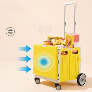 รถเข็นอเนกประสงค์พับได้พร้อมฝาปิดกล่องล้อลากสำหรับช็อปปิ้ง - Product Image 4