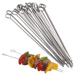 Brochettes de barbecue professionnelles en acier inoxydable de qualité supérieure en métal antirouille manche en bambou/bois Premium Premium disponible prix de gros - Product Image 6
