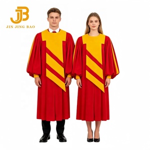 Toghe da Coro Rosse Personalizzate con Ricamo <span class=keywords><strong>e</strong></span> Stampa Logo, Stola Dorata per Adulti Unisex, Servizio OEM - Product Image 1