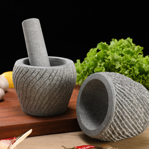Hand Carved Stone Mortar And Pestle Bluestone Grinder Herb Spice Tools Durable Manual Garlic Crusher - Product Image 2
