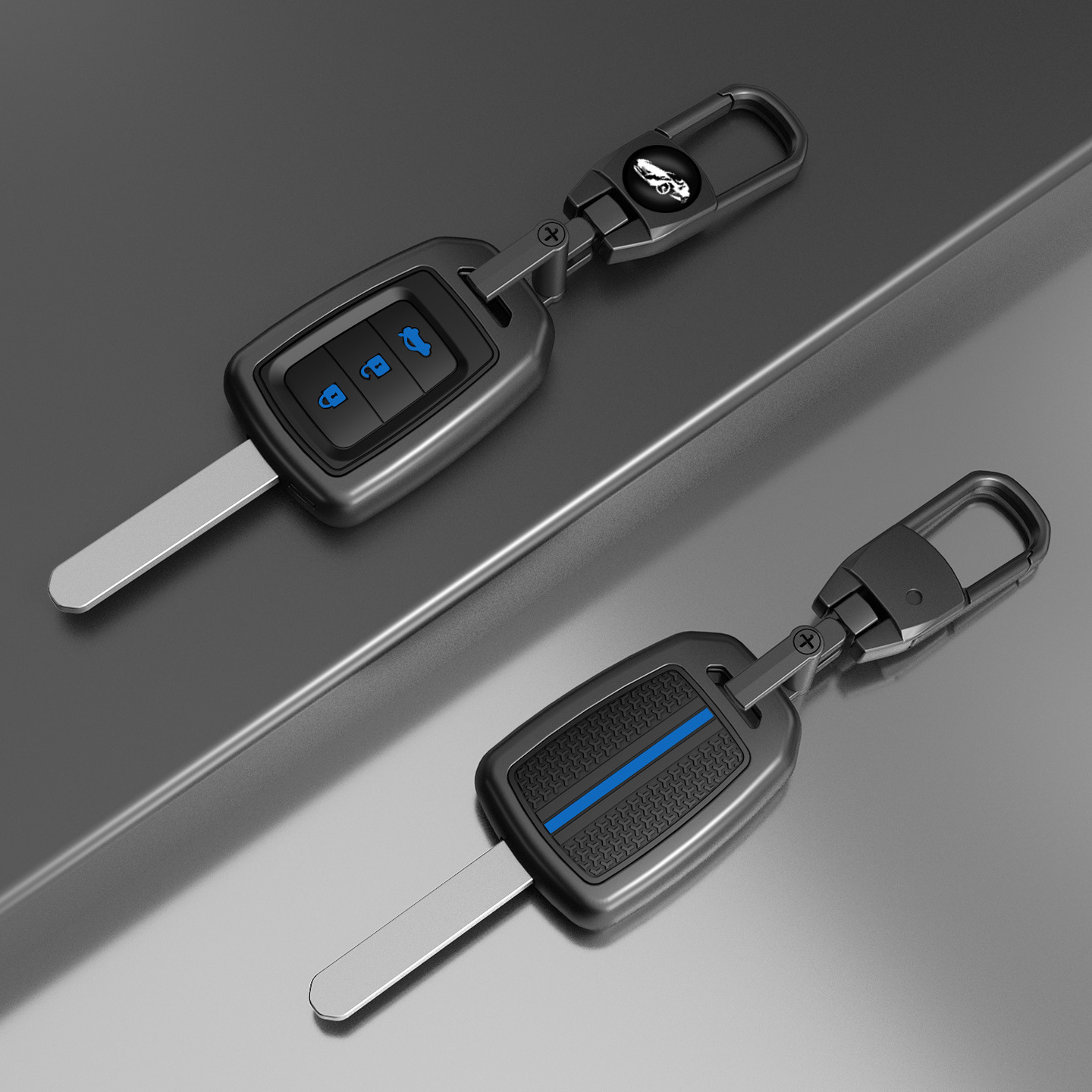 B blue metal buckle