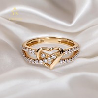 Trendiger Luxus Damen Herz-Knoten-Ring S925 Sterling Silber Vergoldet Doppelreihiger Moissanit Hochzeit Party Geschenk Moissanit-Schmuck