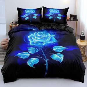 Parure de lit en microfibre brossée à motifs floraux, impression numérique 3D, dessin animé, style nordique, blanc, dropshipping, OEM personnalisé - Product Image 1