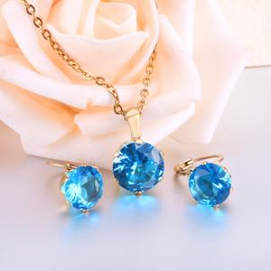 Ensemble de bijoux en acier inoxydable plaqué or 18 carats de luxe, zircon coloré en gros, pour femmes - Product Image 4