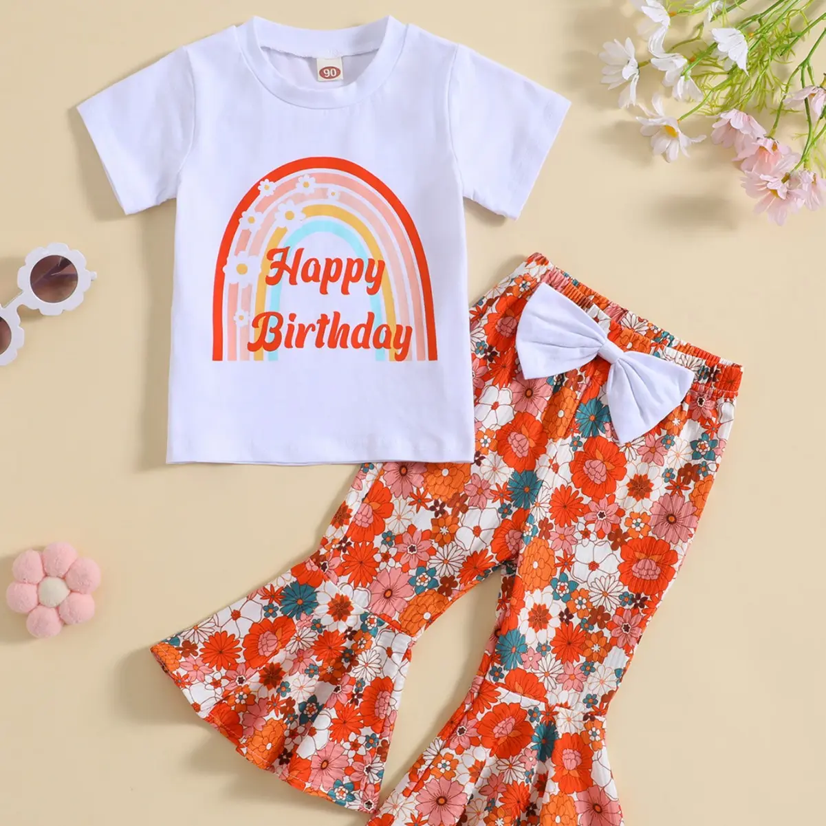 RUNTEN 2024 Custom Girls Anzüge für 6 Jahre gestrickte Sommer Baby Kleidung Brief Kurzarm Blumen shorts Kinder Qualität Outfits