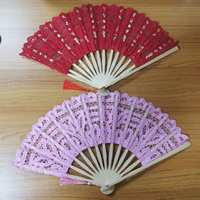FAREA 2026 Élégants éventails pliants en coton chinois avec macramé et dentelle, avec pompons, en bambou, pour mariage et danse