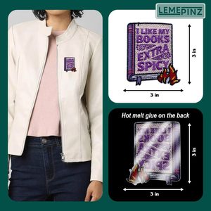 Patch brodé thermocollant « I Like My Books Extra Spicy » de 3 pouces pour chapeaux, vêtements, sacs à dos, jeans - Product Image 5
