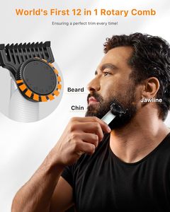 <span class=keywords><strong>Kit</strong></span> de tondeuse à <span class=keywords><strong>barbe</strong></span> et poils de nez amélioré 2026, tondeuse électrique tout-en-un 12-en-1 avec peigne rotatif, rasoir corporel de voyage, blanc (Pack) - Product Image 2