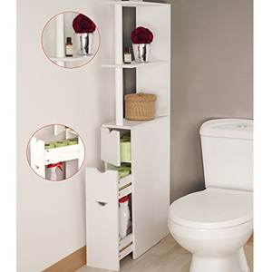 <span class=keywords><strong>Meuble</strong></span> de salle de bain de couleur blanche, étagère de rangement au-dessus des toilettes, armoire de salle de bain - Product Image 6