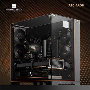 علبة كمبيوتر جديدة من ثيرمالرايت A70 ARGB سوداء بتصميم برج كامل ATX مع شريط إضاءة، هيكل ألعاب، خزانة كمبيوتر - Product Image 4