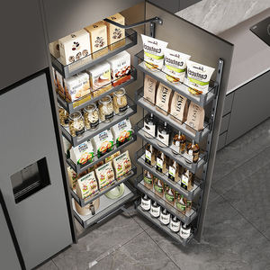 HNOSS Supports à plusieurs niveaux Grand panier de garde-manger en verre Armoires de cuisine Garde-manger coulissant - Product Image 1