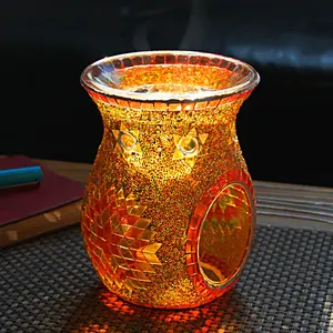 Multi Color European Style Handmade Glass votive Mosaic Candle Holder jar Stand