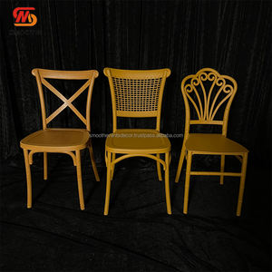 SMOOTH China Wedding Supplier Golden Resin Plastic <b>Stackable</b> <b>Chair</b> <b>Outdoor</b> Event Banquet Furniture - Product Image 2