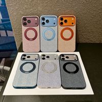 Étui de protection magnétique texturé en tissu de luxe avec support de charge sans fil pour iPhone 18 17 16 15 Pro Max