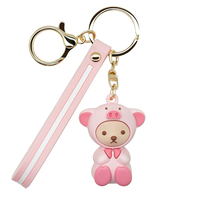 Porte-clés mignon en forme de cochon rose de dessin animé, pendentif d'animation japonaise, poupée en peluche, porte-clés de sac de dessin animé, cadeau pour enfants