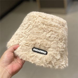 Otoño/Invierno nueva moda felpa cálido todo Color sólido cubo <span class=keywords><strong>sombrero</strong></span> blanco pescador <span class=keywords><strong>sombrero</strong></span> señoras Panamá felpa lavabo <span class=keywords><strong>sombrero</strong></span> - Product Image 3