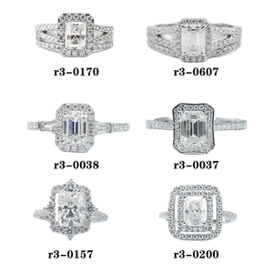 Fashion Women Halo Moissanite <b>Ring</b> Radiant Cut <b>Emerald</b> Cut D VVS1 High Quality Moissanite Sterling <b>Silver</b> <b>Ring</b> - Product Image 1