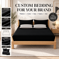 Offre Spéciale – Parure de Lit Ajustée Noire de Luxe 100% Coton Brodé Moderne 200TC Respirante et Durable Toutes Saisons Collection Hôtelière Extra
