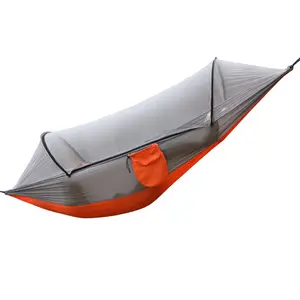 Outdoor Auto Open Sleep Hängematten bett Leichte Fallschirm 210T Nylon tragbare Hängematte mit Moskito netz