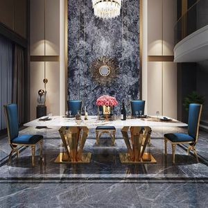 <span class=keywords><strong>Table</strong></span> <span class=keywords><strong>à</strong></span> <span class=keywords><strong>manger</strong></span> rectangulaire moderne de luxe en acier inoxydable <span class=keywords><strong>avec</strong></span> dessus en marbre Tavolo Da Pranzo italienne pour la <span class=keywords><strong>salle</strong></span> <span class=keywords><strong>à</strong></span> <span class=keywords><strong>manger</strong></span> - Product Image 3