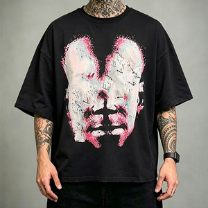เสื้อยืดทรงบ็อกซี่แบบครอปสั่งทำพิเศษ HENGTAI เสื้อยืดลายกราฟิกสตรีทแวร์สำหรับผู้ชาย ผ้าฝ้าย 100% เนื้อหนา ทรงโอเวอร์ไซส์ - Product Image 1